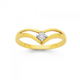 9ct-Gold-Diamond-Split-V-Shape-Dress-Ring on sale