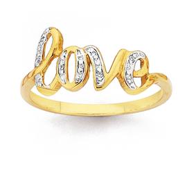 9ct-Gold-Diamond-Love-Ring on sale
