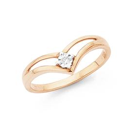 9ct+Rose+Gold+Diamond+Ring