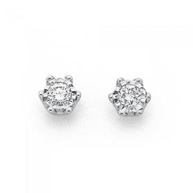 9ct+Two+Tone+Gold+Diamond+Stud+Earrings