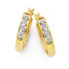 9ct-Gold-Diamond-4-Heart-Hoop-Earrings on sale