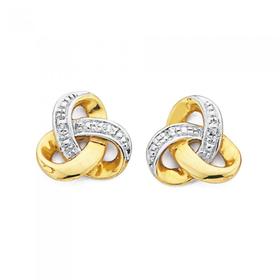 9ct+Gold%2C+Diamond+Knot+Stud+Earrings