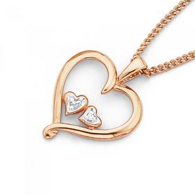 9ct-Rose-Gold-Diamond-Heart-Pendant on sale