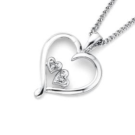 9ct-White-Gold-Diamond-Heart-Pendant on sale