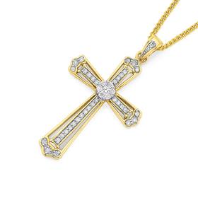 9ct-Gold-Diamond-Cross-Pendant on sale