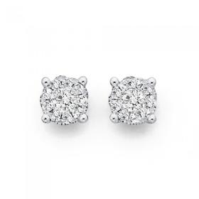 9ct-White-Gold-Diamond-Cluster-Stud-Earrings-with-a-1ct-Look on sale