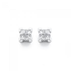 Princess-Cut-Diamond-Stud-Earrings-set-in-White-Gold-Total-Diamond-Weight33ct on sale