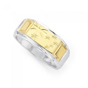 9ct-Gold-Sterling-Silver-Southern-Cross-Gents-Ring on sale