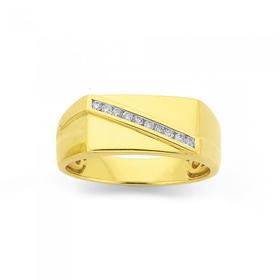 9ct-Gold-Diamond-Gents-Ring on sale