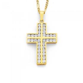 9ct-Gold-Diamond-Cross-Pendant on sale