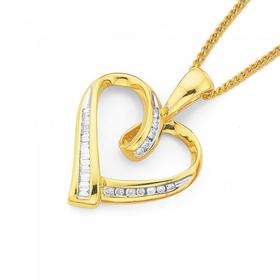 9ct-Gold-Diamond-Heart-Pendant on sale