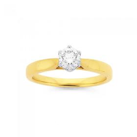 18ct+Gold+Diamond+Solitaire+Ring