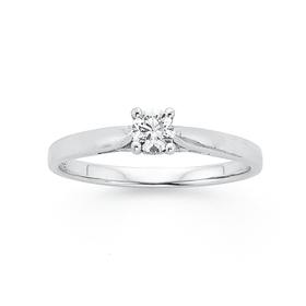 9ct+White+Gold+Diamond+Solitaire+Ring