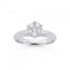 9ct-White-Gold-Diamond-Cluster-Ring on sale