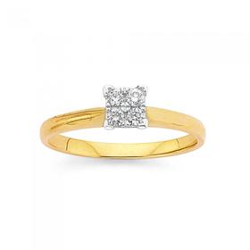 9ct-Gold-Diamond-Square-Ring on sale