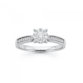 9ct-White-Gold-Diamond-Cluster-Ring on sale