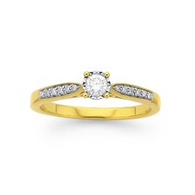 9ct+Gold%2C+Diamond+Round+Brilliant+Diamond+Ring