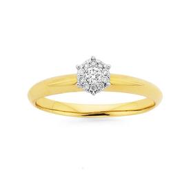 9ct+Gold%2C+Diamond+Cluster+Ring