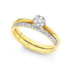 9ct-Gold-Diamond-Bridal-Ring-Set on sale