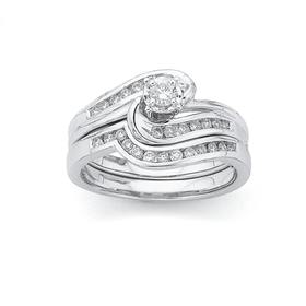 9ct-White-Gold-Diamond-Bridal-Ring-Set on sale