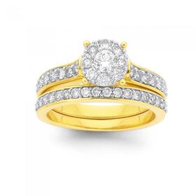 9ct-Gold-Diamond-Bridal-Ring-Set on sale