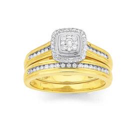 9ct-Gold-Diamond-Bridal-Ring-Set on sale