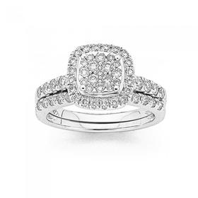 18ct-White-Gold-Diamond-Bridal-Ring-Set on sale