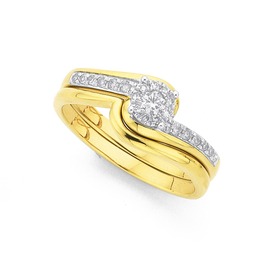 9ct+Gold+Diamond+Bridal+Set+TDW%3D.25ct