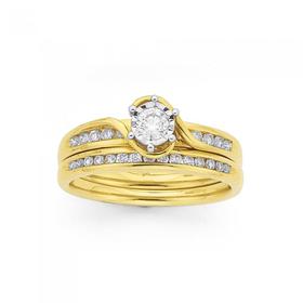 9ct+Gold+Diamond+Bridal+Set