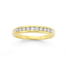 9ct+Gold+Diamond+Channel+Set+Band