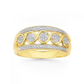 9ct+Gold+Diamond+Swirl+Ring