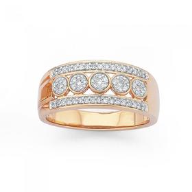 9ct-Rose-Gold-Diamond-Multi-Cluster-Ring on sale