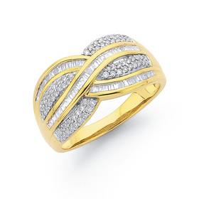 9ct+Gold%2C+Diamond+Crossover+Ring