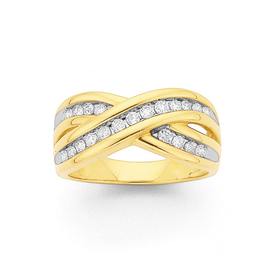 9ct+Gold+Diamond+Crossover+Band