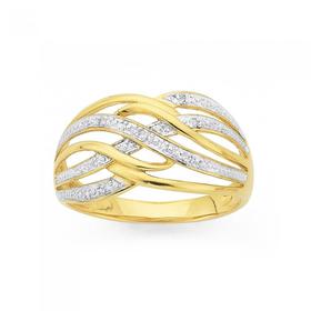 9ct-Gold-Diamond-Multi-Wave-Dress-Ring on sale