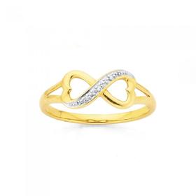9ct-Gold-Diamond-Heart-Infinity-Ring on sale