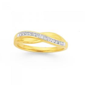 9ct-Gold-Diamond-Crossover-Ribbon-Ring on sale