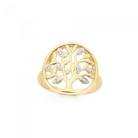 9ct-Gold-Diamond-Tree-of-Life-Ring on sale