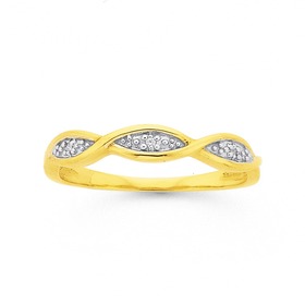 9ct+Gold+Diamond+Crossover+Ring