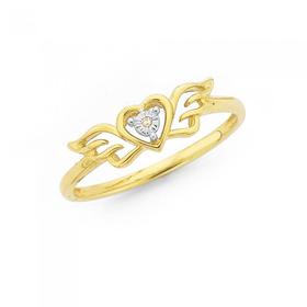 9ct-Gold-Diamond-Angel-Wings-Ring on sale