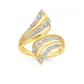 9ct+Gold+Diamond+Offset+Ring