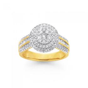 9ct-Gold-Round-Diamond-Cluster-Dress-Ring on sale