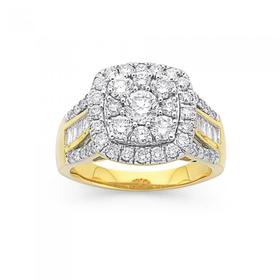 9ct-Gold-Diamond-Cluster-Ring on sale