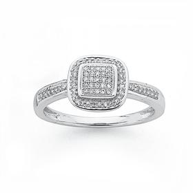 9ct-White-Gold-Diamond-Cushion-Frame-Ring on sale