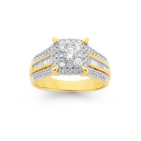 9ct-Gold-Diamond-Square-Cluster-Dress-Ring on sale