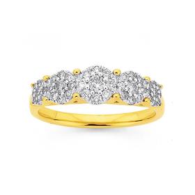 9ct+Gold%2C+Diamond+Cluster+Ring