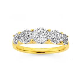 9ct-Gold-Diamond-Cluster-Ring on sale
