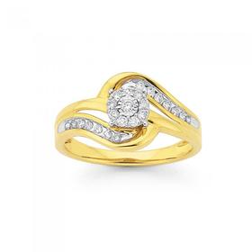 9ct+Gold+Diamond+Swirl+Ring