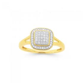 9ct-Gold-Diamond-Cushion-Shape-Ring on sale