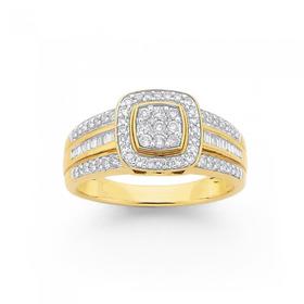 9ct-Gold-Diamond-Cushion-Ring on sale